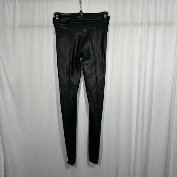 NWT $110‎ Spanx [ Small ] Side Stripe Faux Leather Leggings in Black/White - Picture 11 of 13